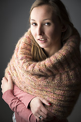 Image showing Woman with wool scarf