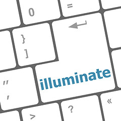 Image showing computer keyboard with word illuminate on enter button