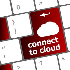 Image showing connect to cloud, computer keyboard for cloud computing