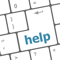 Image showing word help on computer keyboard key showing question concept