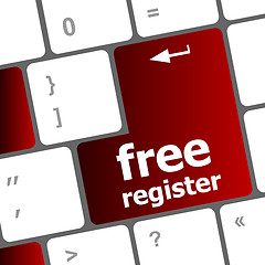 Image showing free register computer keyboard key showing internet concept