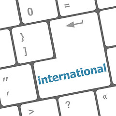 Image showing computer keyboard with word international, education concept