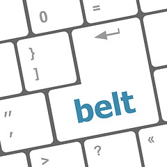 Image showing belt word on keyboard key, notebook computer button