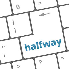 Image showing halfway word on computer pc keyboard key