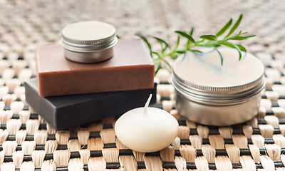 Image showing Spa still life with soap and candle