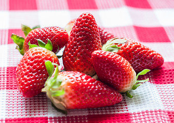 Image showing Fresh strawberries on a napkin