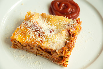 Image showing Italian lasagna close up 