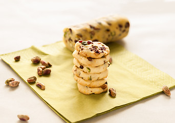 Image showing Cranberry cookies on green napkin