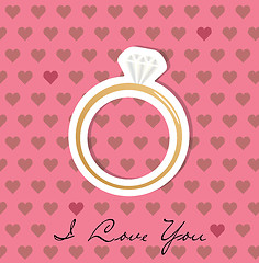 Image showing Engagement ring with hearts on background