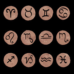 Image showing Watercolor Zodiac set.