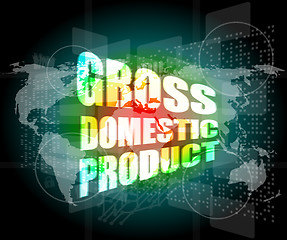 Image showing business concept: word gross domestic product on digital screen