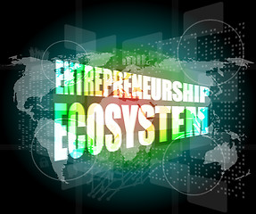 Image showing entrepreneurship ecosystem word on business digital touch screen