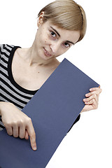 Image showing Woman holding a paper