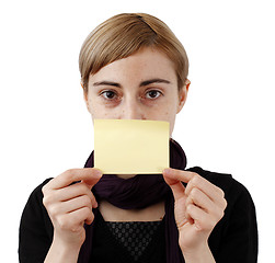 Image showing Woman and post it