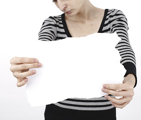 Image showing Woman holding a paper