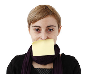 Image showing Woman and post it