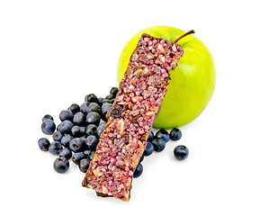 Image showing Granola bar with blueberries and apple