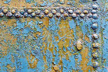 Image showing Metal rusty blue with rivets 1