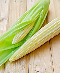 Image showing Corncobs peeled on the board