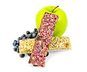 Image showing Granola bar two with blueberries and apple