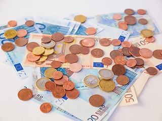 Image showing Euros coins and notes