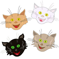 Image showing Four cheerful cat faces as masks