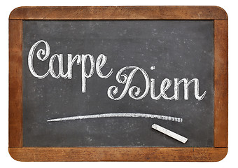 Image showing Carpe Diem on blackboard