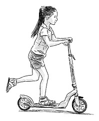 Image showing girl on scooter