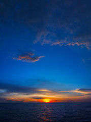 Image showing Dark colored sky at dusk - vertical seascape