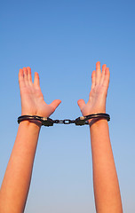 Image showing Handcuffed woman hands