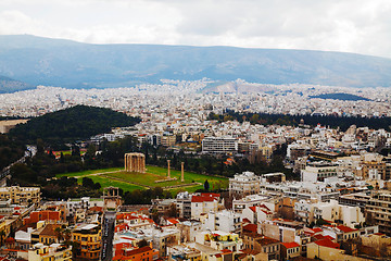 Image showing Temple of Olympian Zeus aerial view in Athens