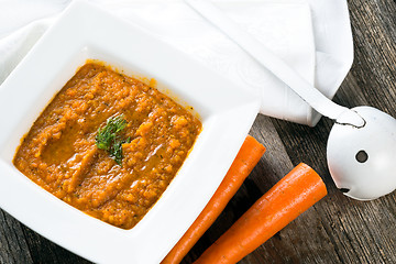 Image showing Bowl of carrot soup