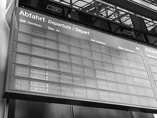 Image showing Black and white Trains time table
