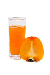 Image showing Fresh persimmon juice in glass