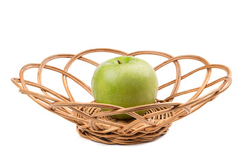Image showing Green apple in wicker