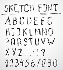 Image showing Hand drawn sketch alphabet. Vector illustration.