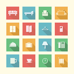 Image showing Flat icons for hotel