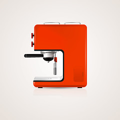 Image showing Illustration of red coffee machine