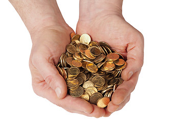 Image showing Hands with coins