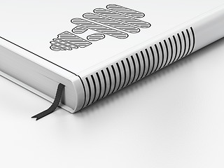 Image showing Business concept: closed book, Energy Saving Lamp on white background