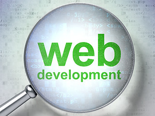 Image showing SEO web development concept: Web Development with optical glass