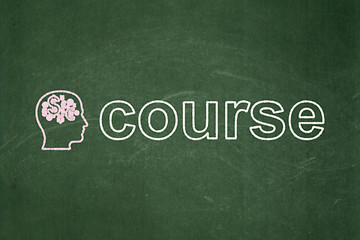 Image showing Education concept: Head With Finance Symbol and Course on chalkboard background