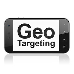 Image showing Finance concept: Geo Targeting on smartphone