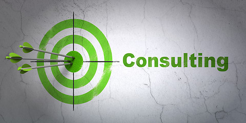 Image showing Business concept: target and Consulting on wall background