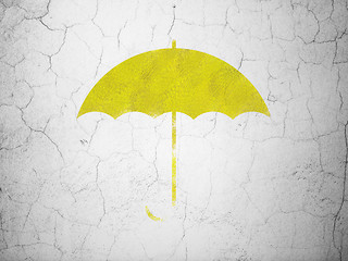 Image showing Protection concept: Umbrella on wall background