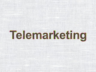 Image showing Advertising concept: Telemarketing on fabric texture background