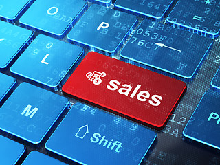 Image showing Advertising concept: Calculator and Sales on computer keyboard background