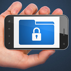 Image showing Business concept: Folder With Lock on smartphone