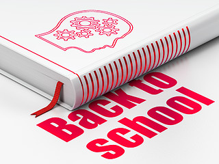 Image showing Education concept: book Head With Gears, Back to School on white background