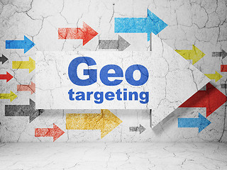 Image showing Finance concept: arrow with Geo Targeting on grunge wall background